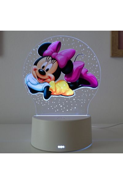 ILUMISHOP LED Night Light, Minnie Mouse, 7 Colors, Ambient Light, USB Power or 3 AA Batteries
