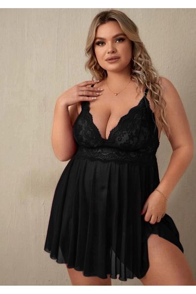 secretlady Plus Size See-Through Nightgown