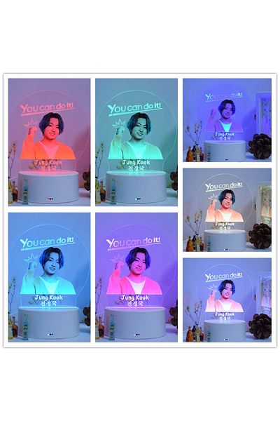 ILUMISHOP LED Night Light, JungKook BTS, 7 Colors, Ambient Light, USB Power or 3 AA Batteries