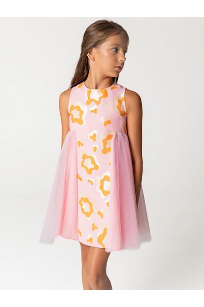 SheShe Patterned Jacquard and Tulle Detailed Girl's Dress