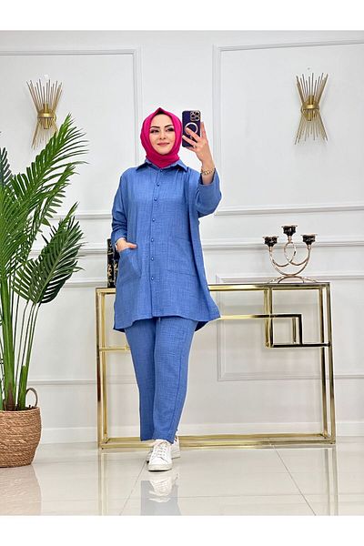 NİSUM MODA Σετ πουκάμισο με λινό τσέπη