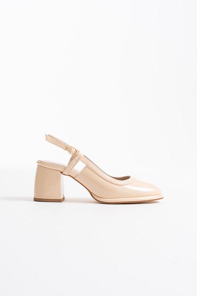 Zerenyus Taila Premium Light Yellow Patent Leather Women's Heeled Shoes