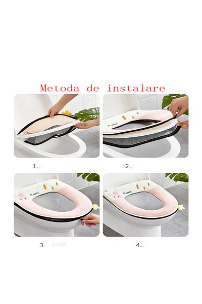 OEM Husă pentru scaun de toaletă, 43,5x37cm, dinozaur gri mic, 0182