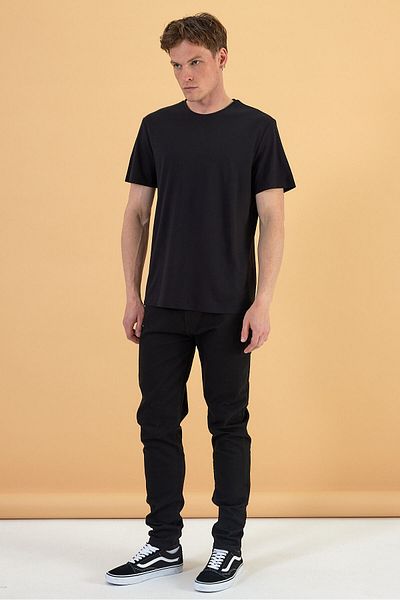 VENA Ken Crew Neck Regular Fit Pike Basic T-Shirt - Black