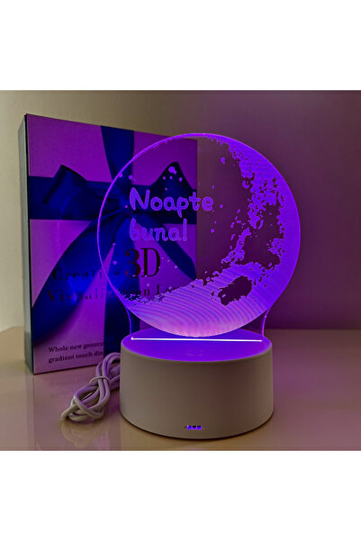 ILUMISHOP Lampa De Veghe 3D LED, Noapte buna, 7 Culori, Lumina Ambientala, Alimentare USB cu Incarcator priza