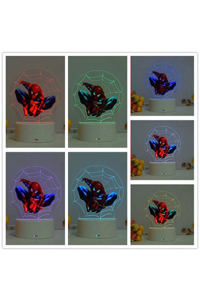 ILUMISHOP LED Night Light, Spiderman, 7 Colors, USB Power or 3 AA Batteries