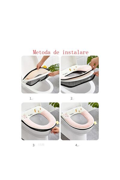 OEM Husa pentru capac WC, 43.5x37cm, albina mica, roz cu gri