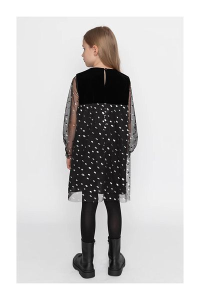 SheShe Rochie din catifea strălucitoare cu mâneci din tul