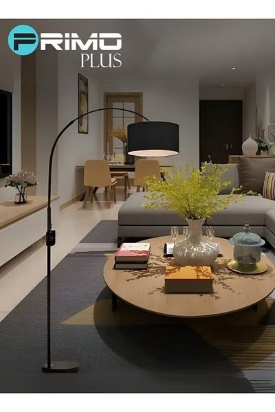 Primo Plus مصباح أرضي لحامل LED بقوس عتيق مع جهاز تحكم عن بعد للضوء الدافئ