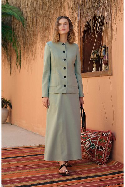 Fatma Atasoy Linen Mint Jacket