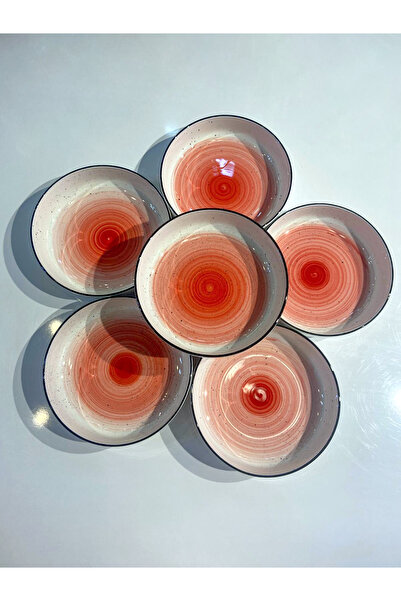 ÇIRPAN EV KIRMIZI PORSELEN 6'LI ÇUKUR TABAK/BOL KASE 19CM