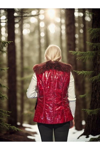 mzpkartan Women's Reks Hooded Vest - Red