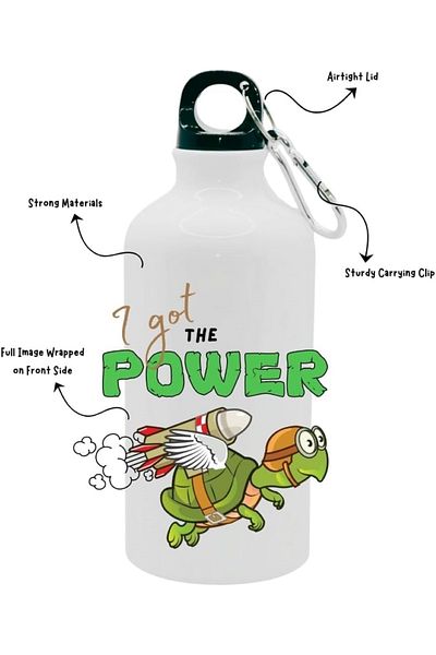 SiestaSafari Kids Water Bottle Jetpack Tortoise, 500ml, For School, Sports, Travel