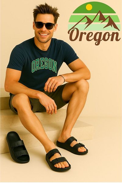 Oregon Shoes Feelup Comfort Sole Eva Ανδρική Παραλία Πισίνα Sea Daily Velcro Παντόφλες Μαύρες