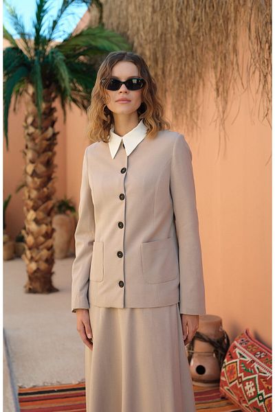 Fatma Atasoy Linen Stone Cup Jacket
