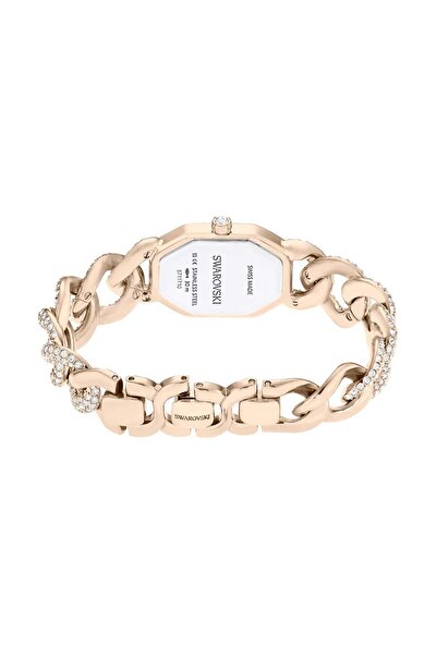 Swarovski Dextera Chain Saat, Isviçre Üretimi, Kristal Bileklik, Beyaz, Şampanya Altın Rengi Yüzey