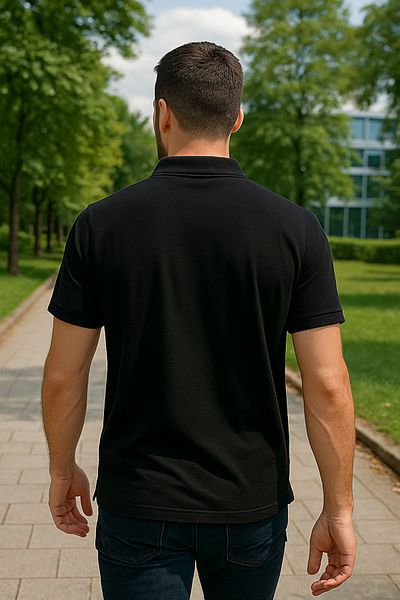 Maccali تي شيرت رجالي ذو قصة ضيقة وأكمام قصيرة وياقة بولو سوداء أساسية