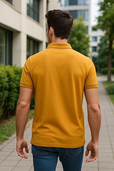 Maccali تي شيرت رجالي ذو قصة ضيقة وأكمام قصيرة وياقة بولو أساسية