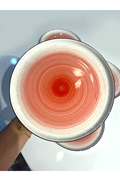 ÇIRPAN EV KIRMIZI PORSELEN 6'LI SERVİS TABAK 25CM