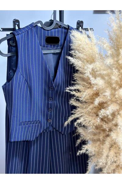 Hazel Жіночий жилет з синіми смужками - Тканина