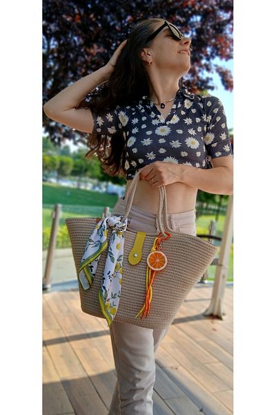 ÇANTA Verona Handmade Straw Charm and Scarf Gift ♥