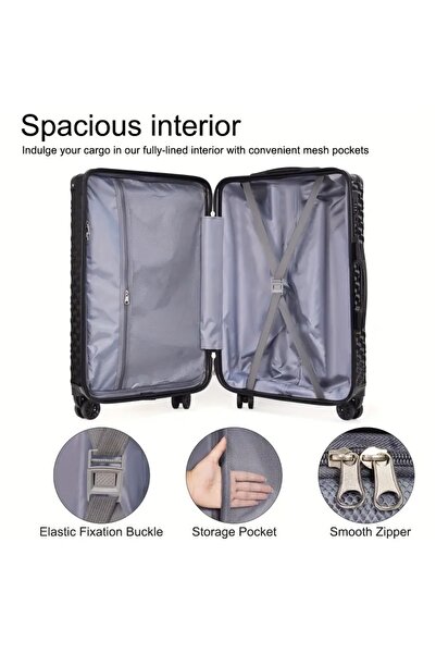 SUMAKA ABS+PC Travel Luggage - Set of 3 pcs 20"+24"+28" inches, Removable Wheels, 360° universal wheels