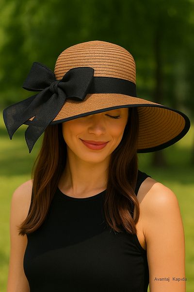 Avantaj Kapıda Hatiro Women's Wide Brim Hat 43 cm Outer Diameter Summer Sun Hat • Light Cinnamon