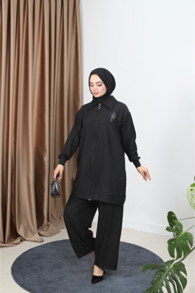 NİSUM MODA Zippered Linen Blend Suit