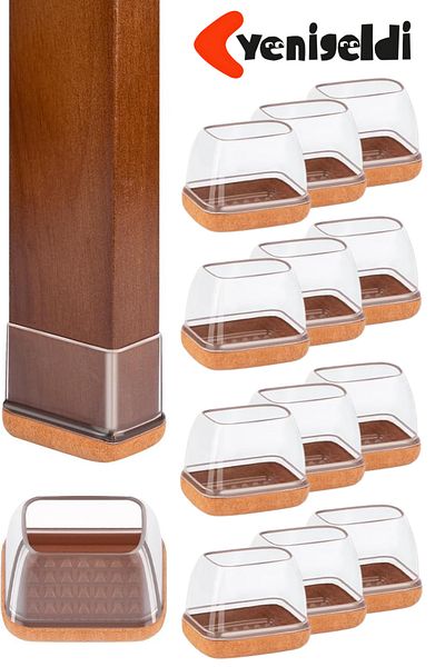 Yenigeldi 12 bucăți scaun rotund Papucu (2,3–2,7 cm) silicon transparent protector gros pentru podea husă pentru picioare