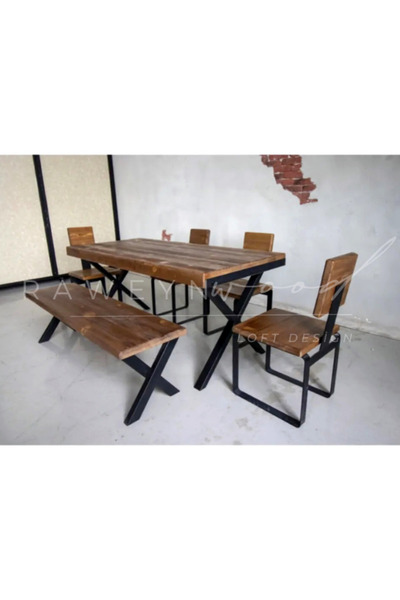 deryawood Deryawood Masif Ahşap Yemek Masası Takımı