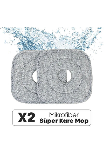 VİSCOMOP Temiz Su Kirli Su Ayıran Otomatik Temizlik Seti Yedek Mopu 2 Adet Pa...