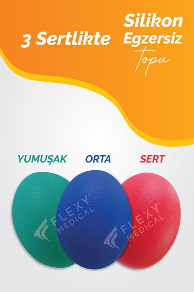 Flexy Medical 3 Hardness Silicone Exercise Ball - Hand Wrist & Finger Strengthening, Stress Physical Therapy