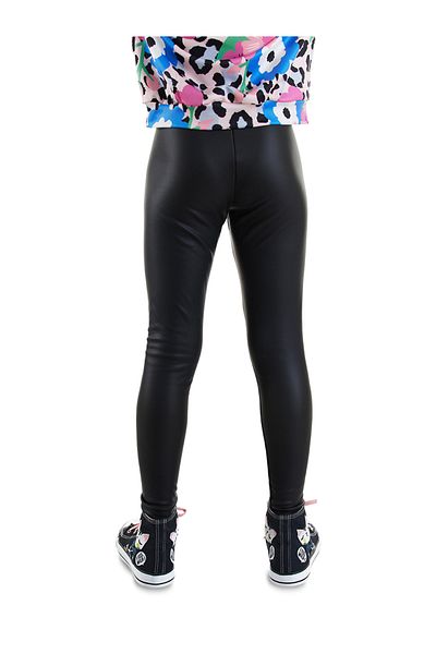 Denokids Leggings negri cu aspect piele pentru fete