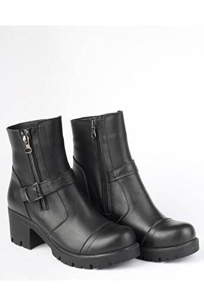 Yılmaz Exclusive حذاء نسائي أسود من الجلد الطبيعي