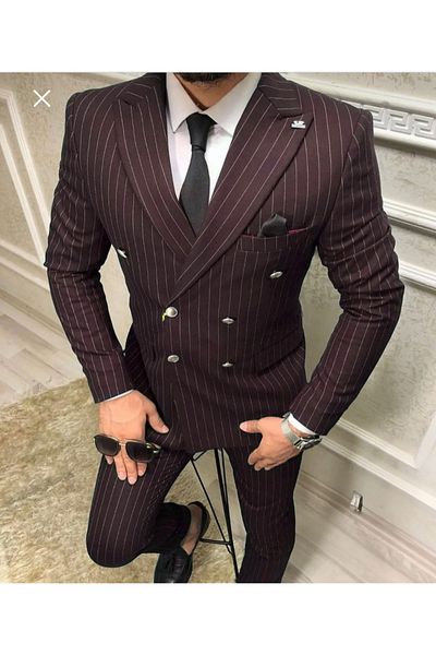 MASSARO Double-breasted Striped Slimfit Suit