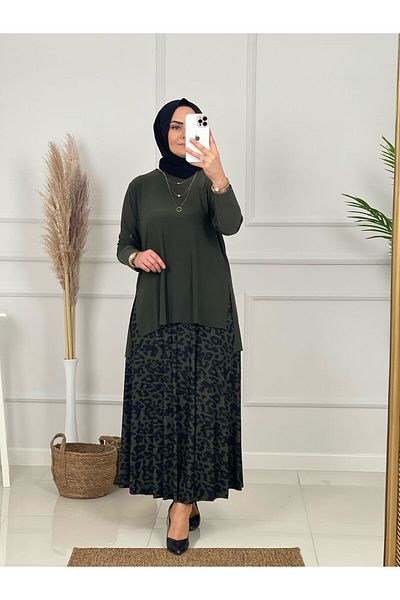 NİSUM MODA Σετ με φούστα με μοτίβο λεοπάρ