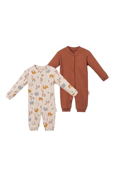 Necix's Patterned Double Jumpsuit with Cuffs Ecru