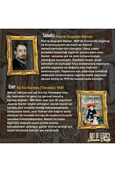 ART OF LEGACY Renoir İkiz Kız Kardeş (1881) Çerçeveli Klasik Vintage Duvar Tablo