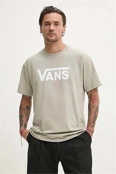 Vans Men's Beige T-Shirt - Vans Classic
