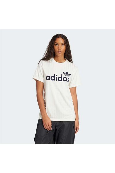 adidas Tricou adidas JC7700-K Boyfriend pentru femei - Grafic liniar, alb