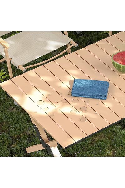 Taimi Foldable Wooden Picnic Table with Carry Bag for Indoor/Outdoor Beige Colo-Size 120*60*45H cm