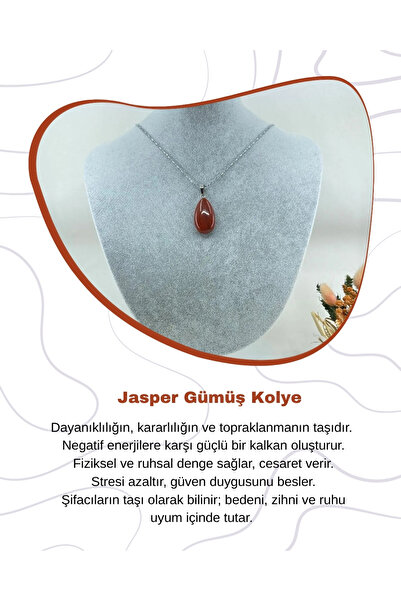 Saff Doğal Taş Kırmızı Jasper Doğal Taş Kolye 212153