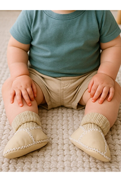 Angeltouch Unisex Bebek Patik Ayakkabı Deri Lüx Krem