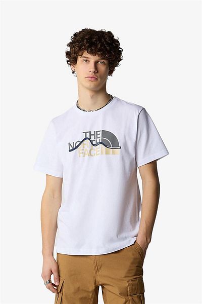 THE NORTH FACE Ανδρικό λευκό μπλουζάκι - F0a87ntfn41-r, Mountain Line, M/S/S, Tee