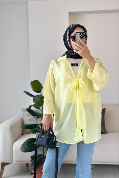 HİFADEN Women's Bow Tie Shirt Collar Hijab Kimono Mannequin Height:1.67 Kg:62