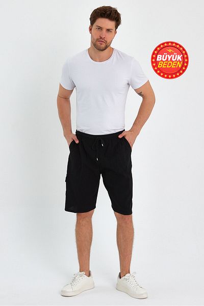 Dechers Ανδρικό σορτς Cargo Pocket Plus Size 100% βαμβακερό λινό E202