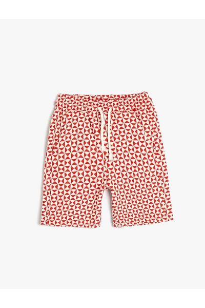 Koton Graphic Patterned Waist Tie Shorts - Pockets