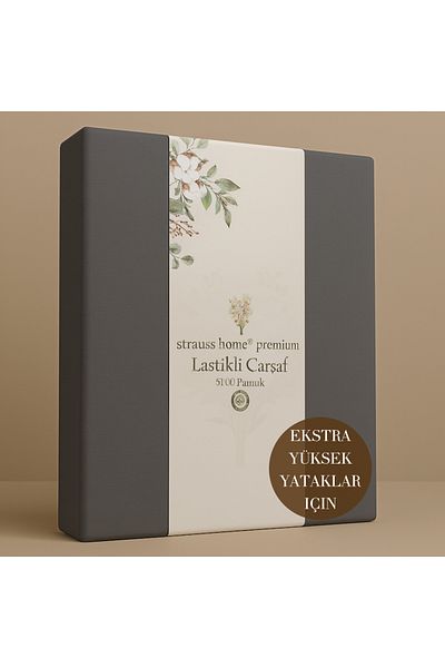 Strauss ملاءة سرير من القطن الممشط المرن مقاس 40 سم من Home Premium 100% قطن 150 جرام/م2 OEKO TEX