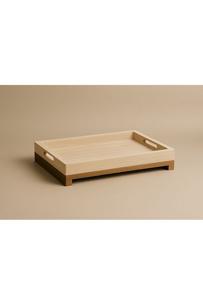 Strauss Home Travertine / Marble Series Natural Stone and Solid Wood Serving Tray – 40X27 cm