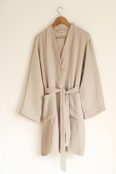 PAHTA 4 Layer Muslin Bathrobe & Dressing Gown, 100% Cotton